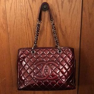 Chanel Patent Leather Grand Shopping Tote